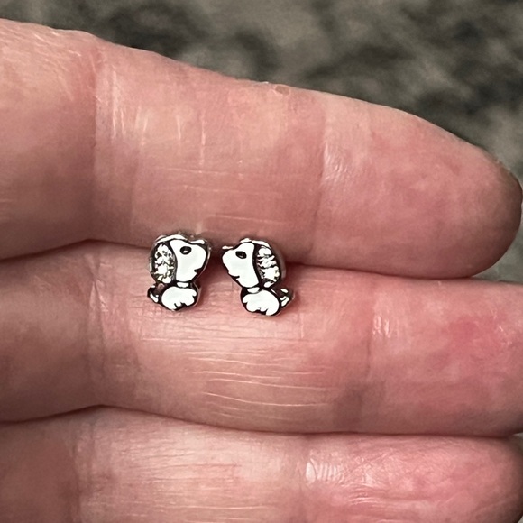 Silver Dog Stud Earrings - Picture 5 of 8